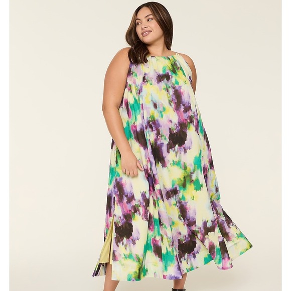 Lane Bryant Dresses & Skirts - NWT 100% Cotton Lane Bryant Maxi Dress Watercolor Boho Trippy Artsy 10/12Petite